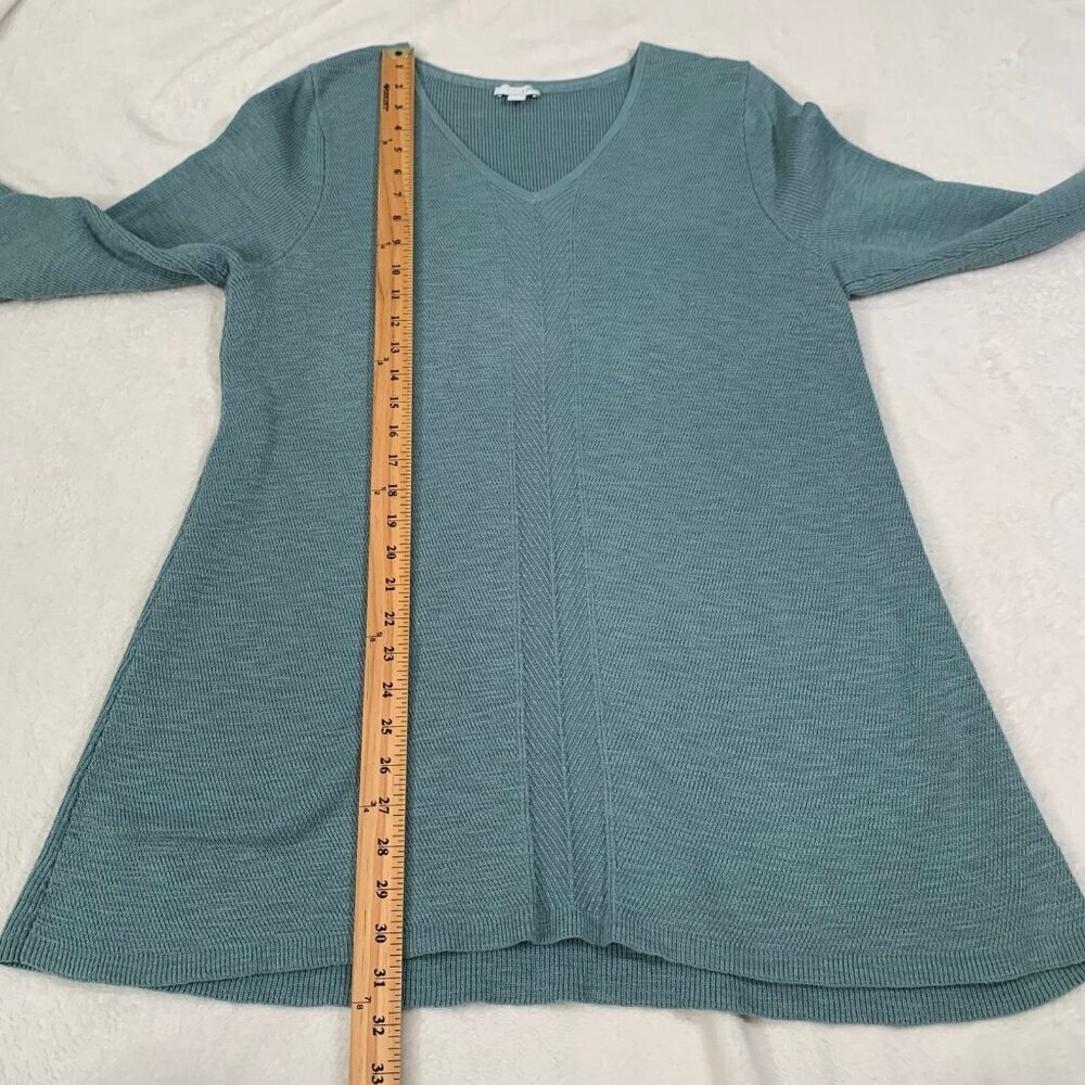 J. Jill Women Seafoam Blue Green V-Neck Textured Cotton Blend Knit‎ Sweater L - Picture 10 of 10